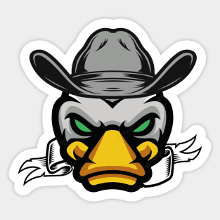 duck in his cowboy hat angry duck Sticker